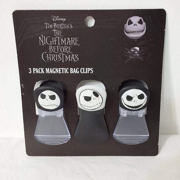 Disney Jack Skellington Magnetic Chip Clips, Set of 3 Bag Clips for Food Storage - Picture 1 of 2